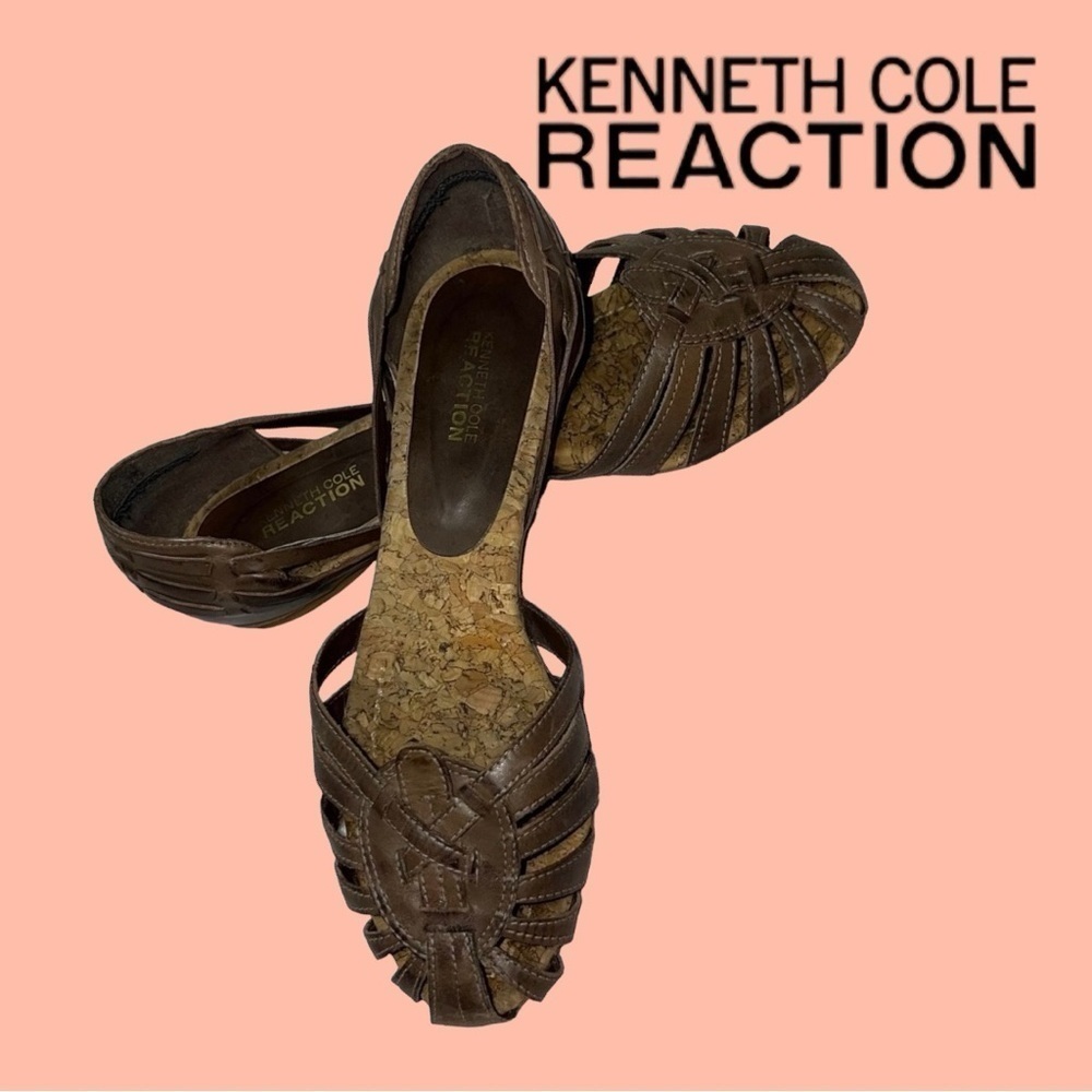 Kenneth Cole Reaction (EUC) Huarache Leather Flats, Size 9.5